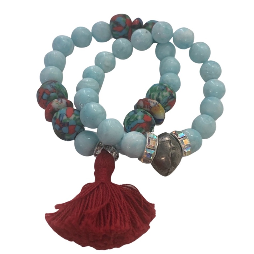 Hemimorphite 10mm Bracelet Stack - image 1